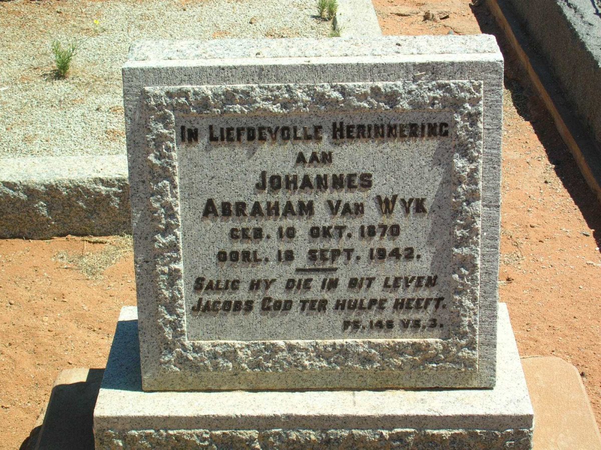 WYK Johannes Abraham, van 1870-1942