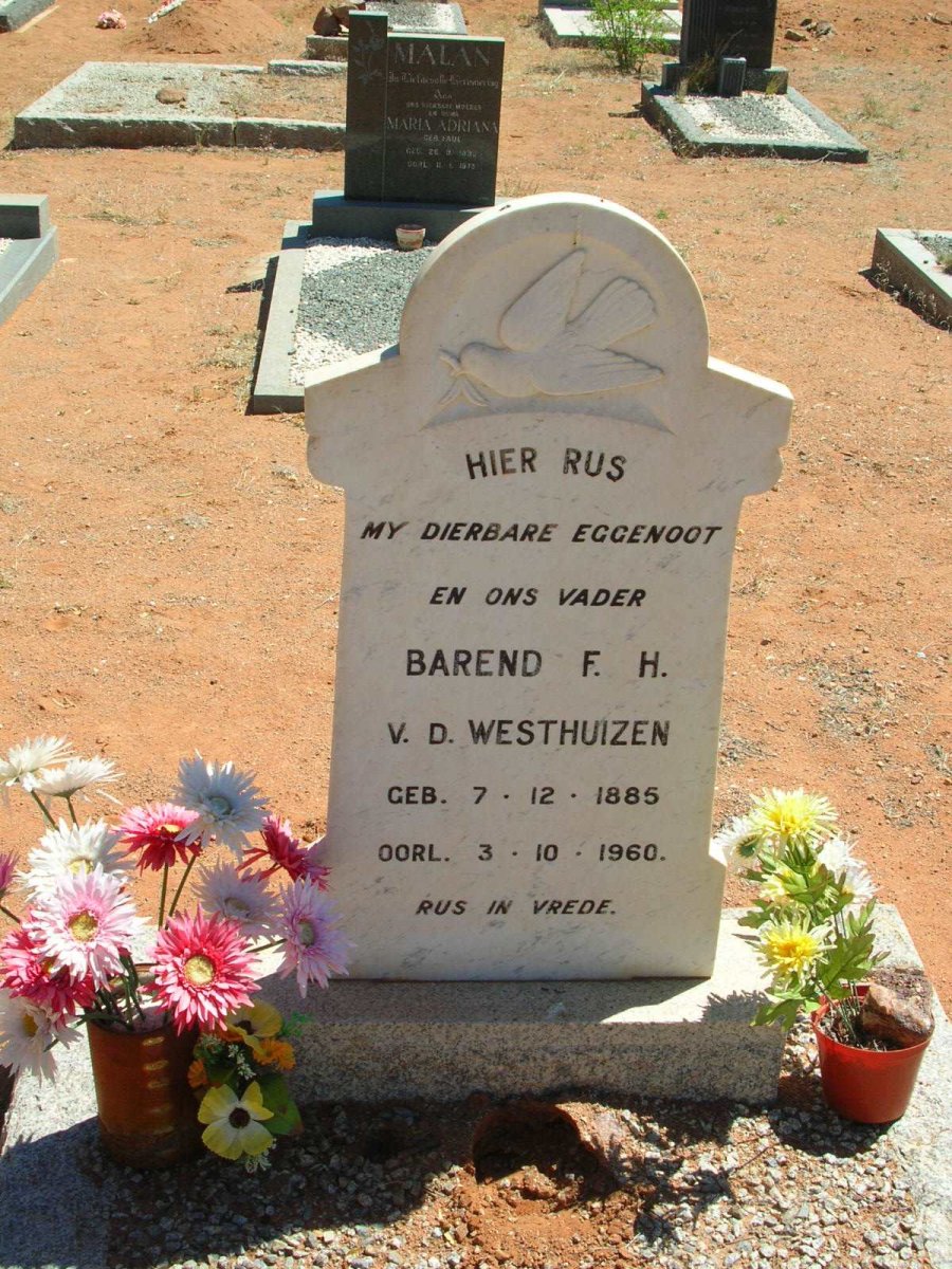 WESTHUIZEN Barend F.H., v.d. 1885-1960