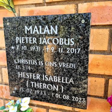 MALAN Pieter Jacobus 1931-2017 & Hester Isabella THERON 1933-2023