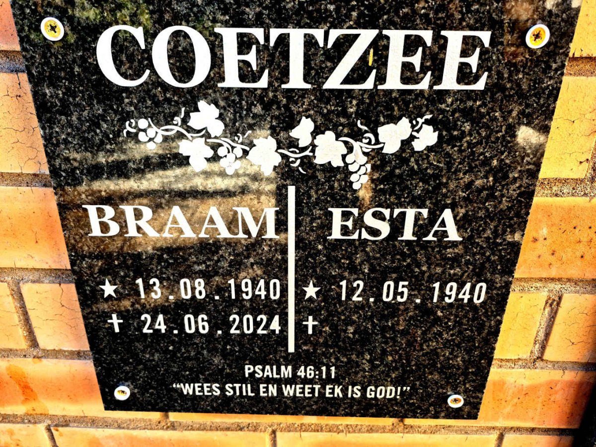 COETZEE Braam 1940-2024 & Esta 1940-