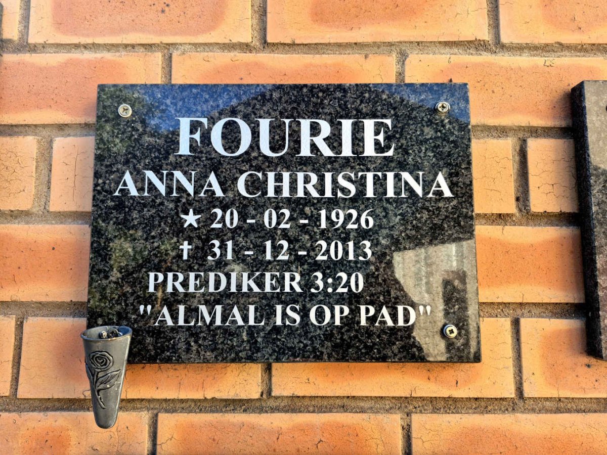 FOURIE Anna Christina 1926-2013