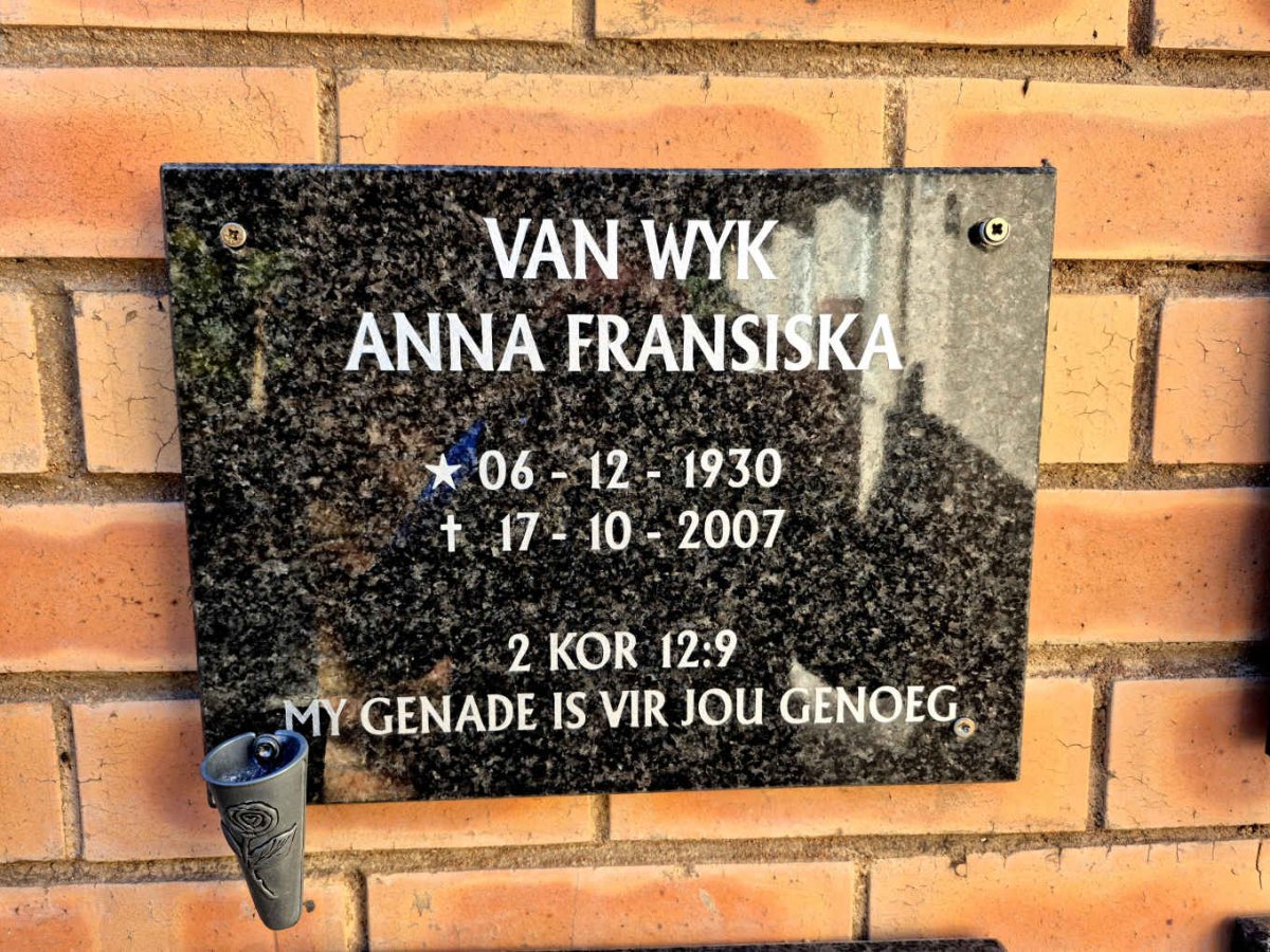 WYK Anna Fransiska, van 1930-2007