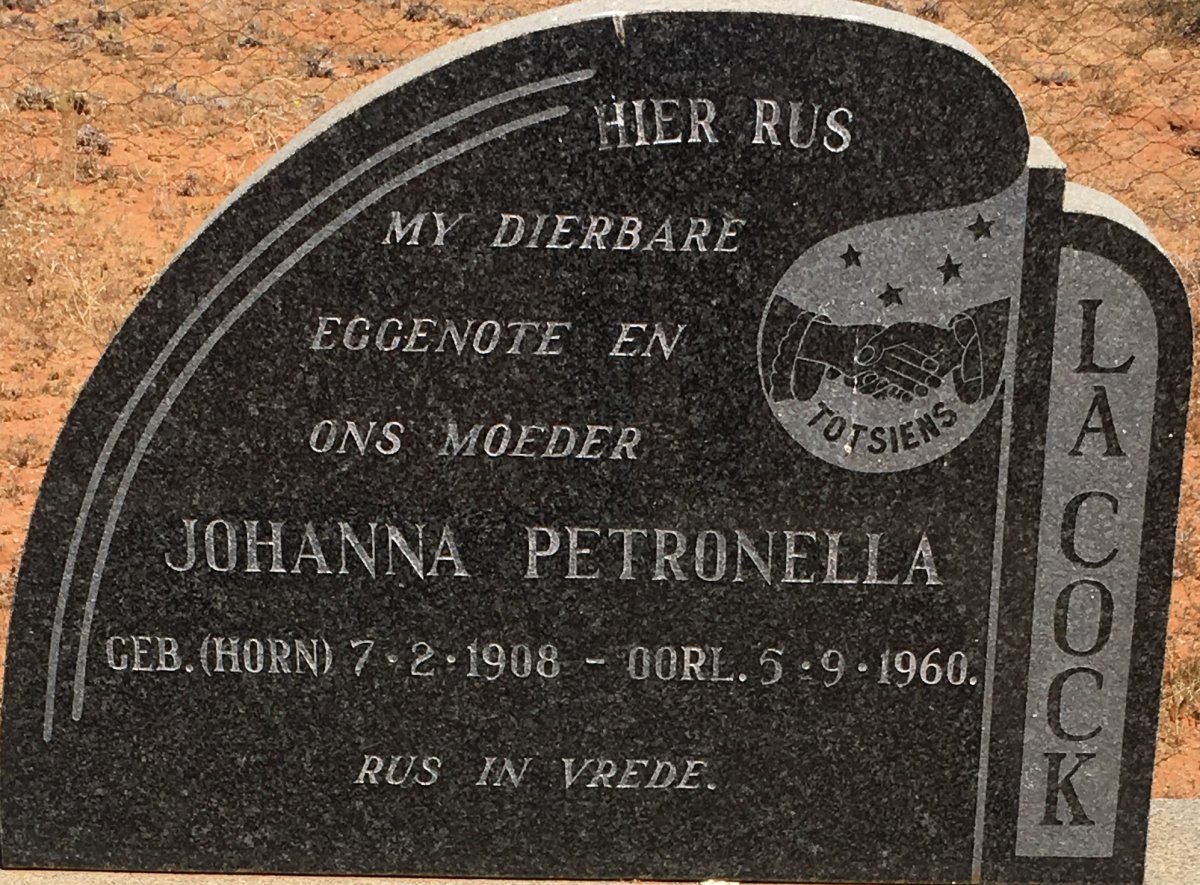 COCK Johanna Petronella, la nee HORN 1908-1960