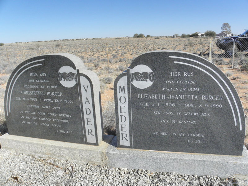 BURGER Christoffel 1905-1963 &amp; Elizabeth Jeanetta 1906-1990