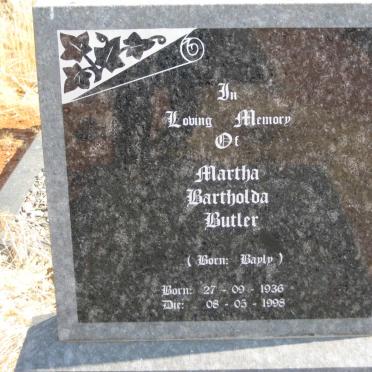 BUTLER Martha Bartholda nee BAYLY 1936-1998