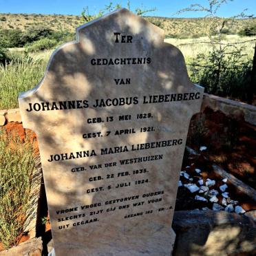 LIEBENBERG Johannes Jacobus 1829-1921 & Johanna Maria VAN DER WESTHUIZEN 1835-1924