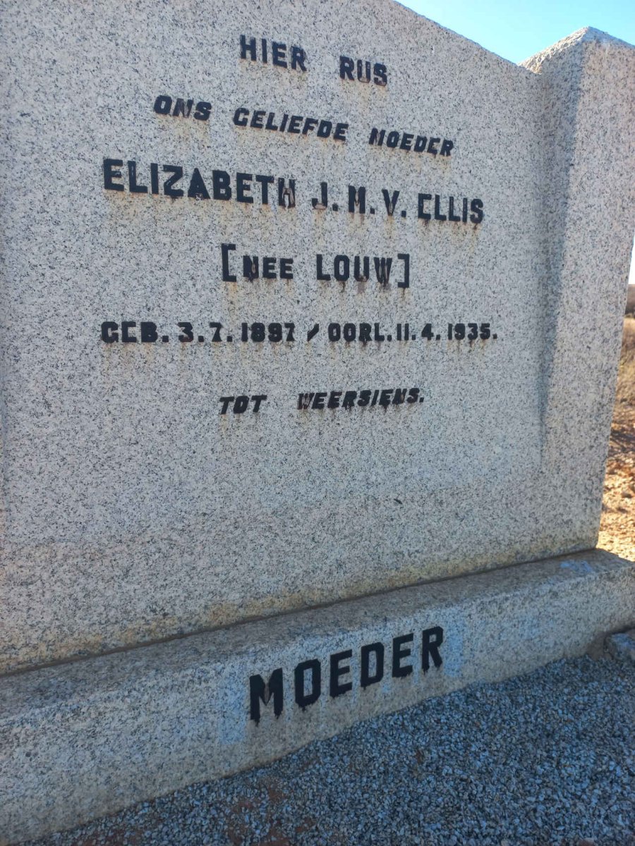 ELLIS Elizabeth E.M.V. nee LOUW 1897-1935