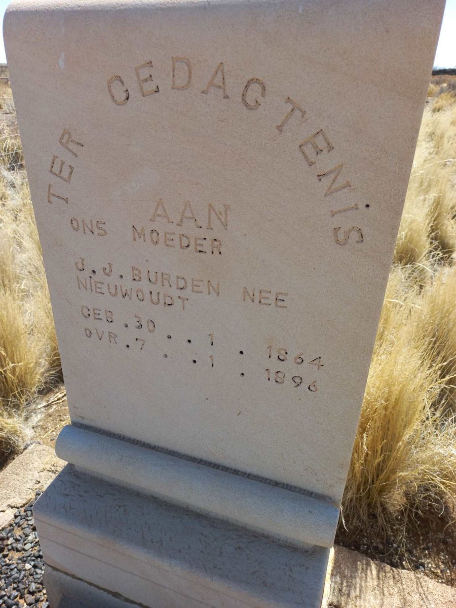 BURDEN J.J. nee NIEUWOUDT 1864-1896