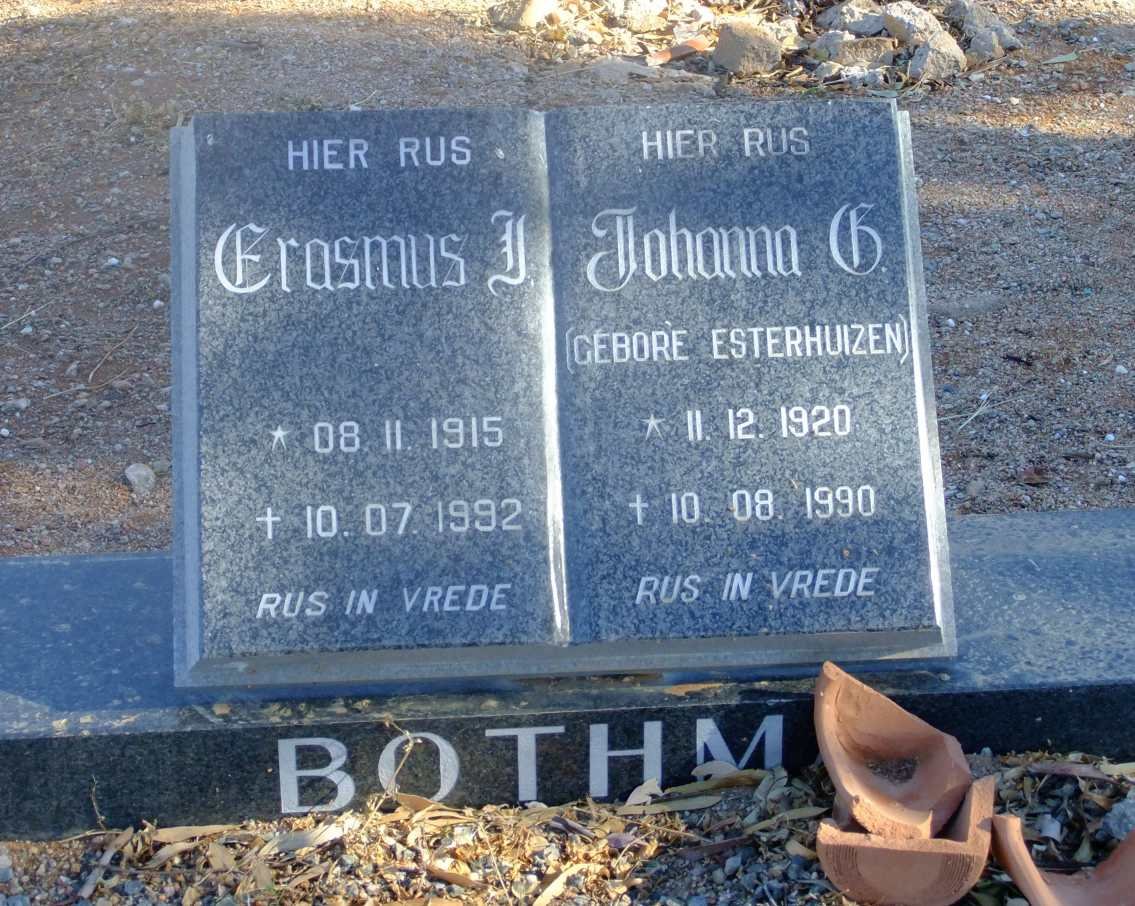 BOTHMA Erasmus J. 1915-1992 &amp; Johanna G. ESTERHUIZEN 1920-1990
