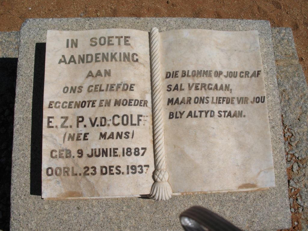 COLFF E.Z.P., van der nee MANS 1887-1937