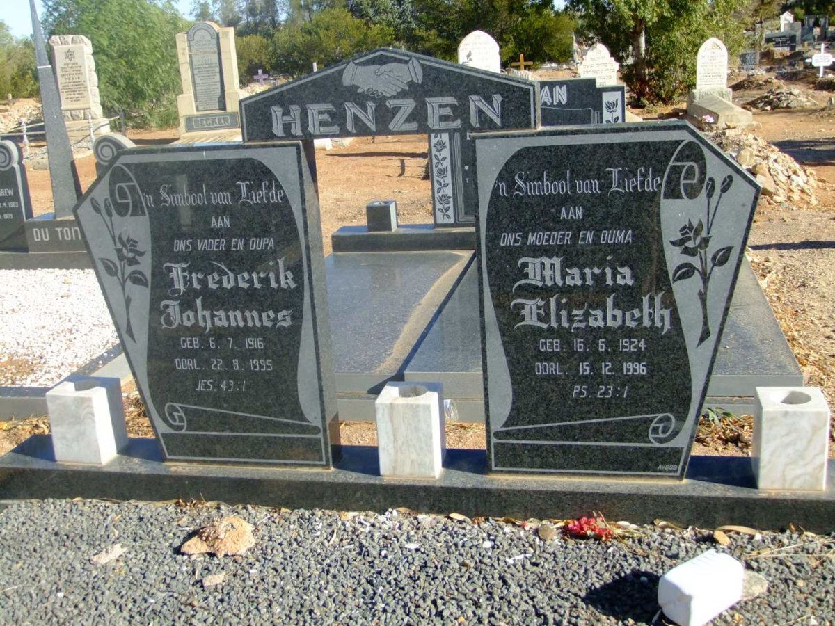 HENZEN Frederik Johannes 1916-1995 &amp; Maria Elizabeth 1924-1996