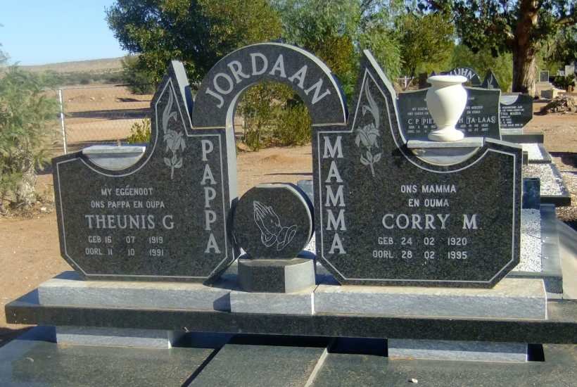 JORDAAN Theunis G. 1919-1991 &amp; Corry M. 1920-1995