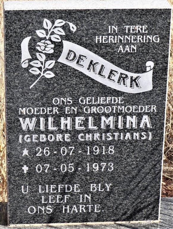 KLERK Wilhelmina, de nee CHRISTIANS 1918-1973