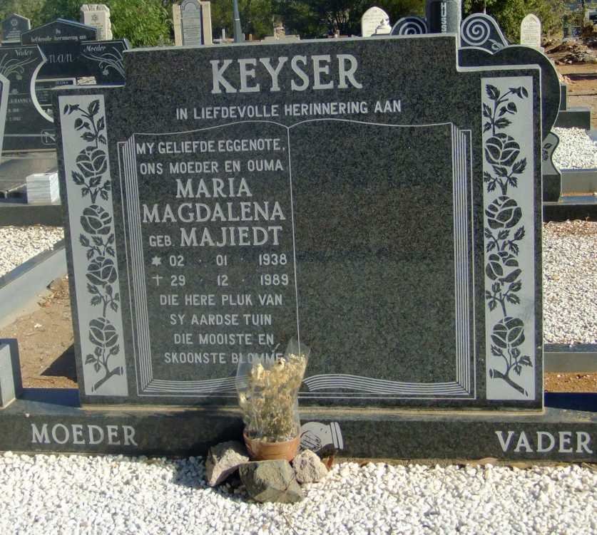 KEYSER Maria Magdalena nee MAJIEDT 1938-1989