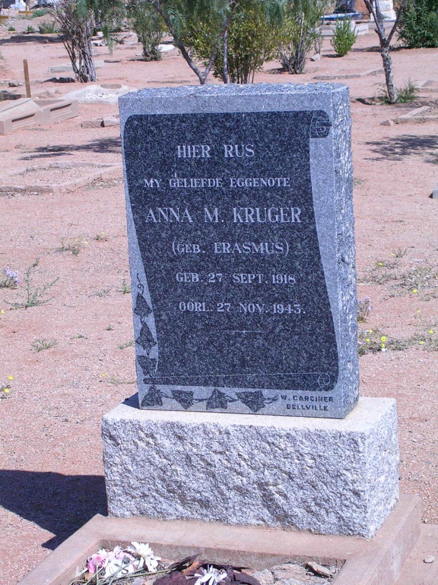 KRUGER Anna M. geb. ERASMUS 1918-1943