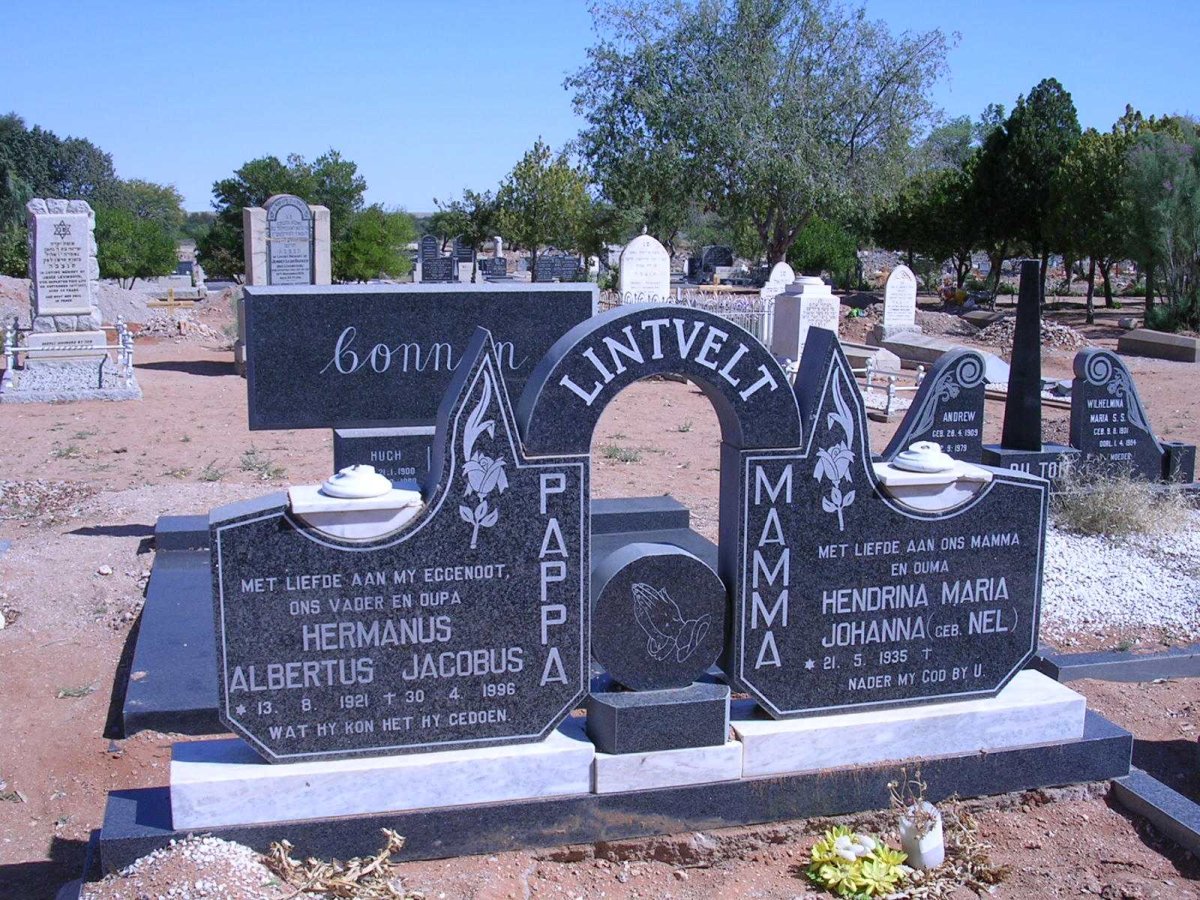 LINTVELT Hermanus Albertus Jacobus 1921-1996 &amp; Hendrina Maria Johanna NEL 1935-