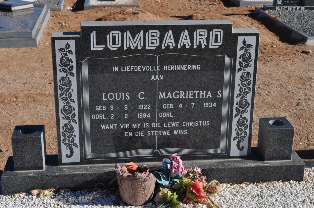 LOMBAARD Louis C. 1922-1994 &amp; Magrietha S. 1934-