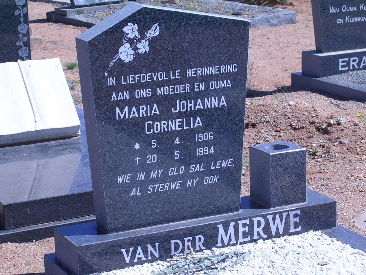 MERWE Maria Johanna Cornelia, van der 1906-1994