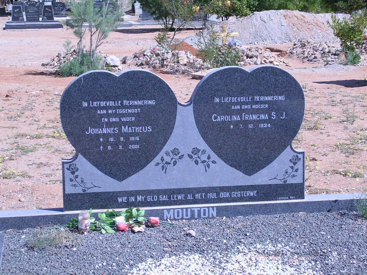 MOUTON Johannes Matheus 1916-2001 &amp; Carolina Francina S.J. 1934-