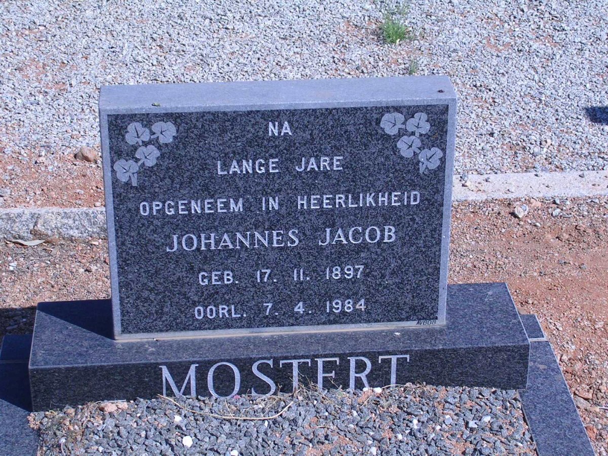 MOSTERT Johannes Jacob 1897-1984