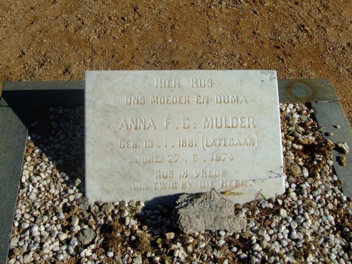 MULDER Anna F.C. nee LATEGAAN 1881-1974