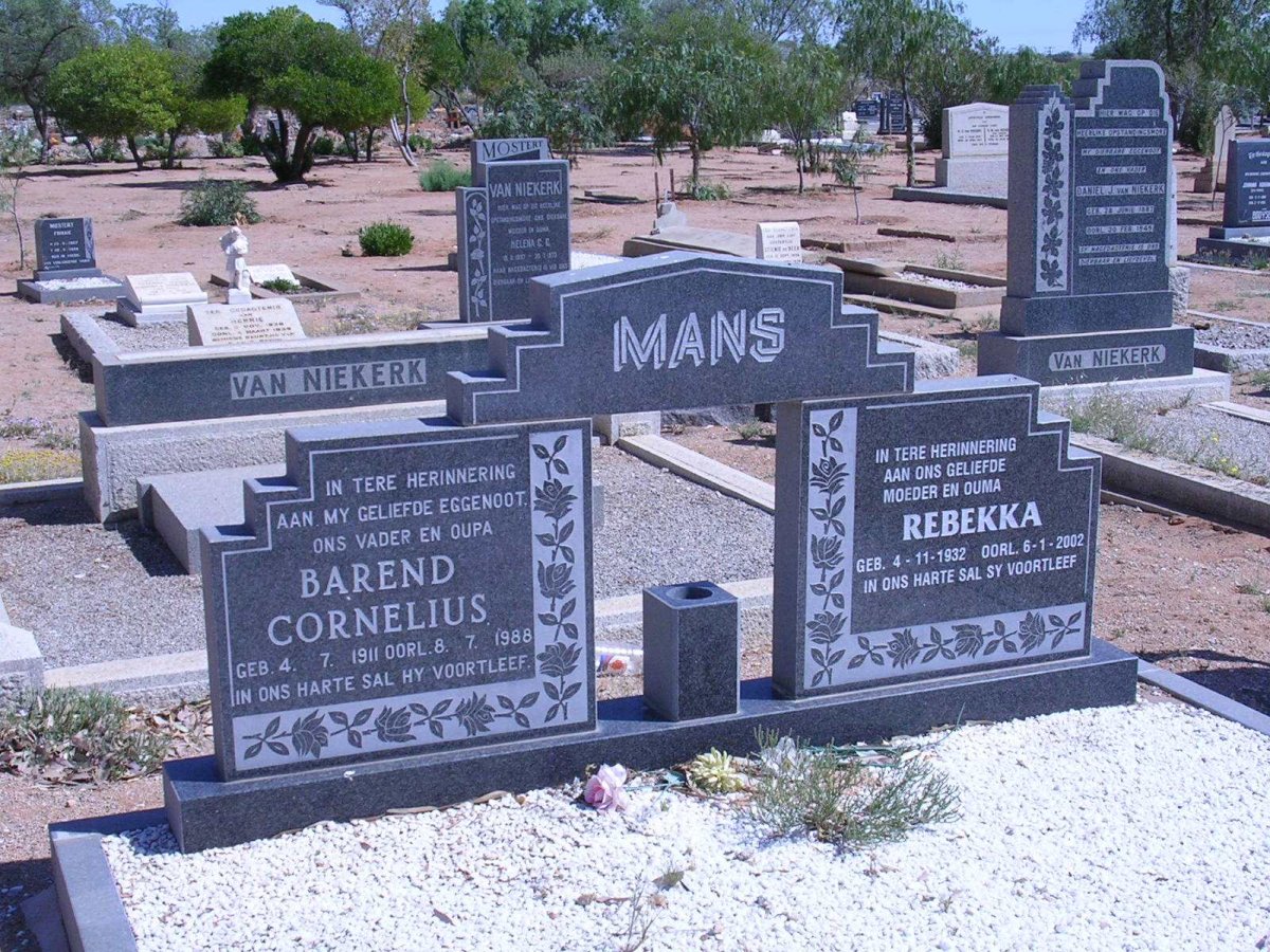 MANS Barend Cornelius 1911-1988 &amp; Rebekka 1932-2002