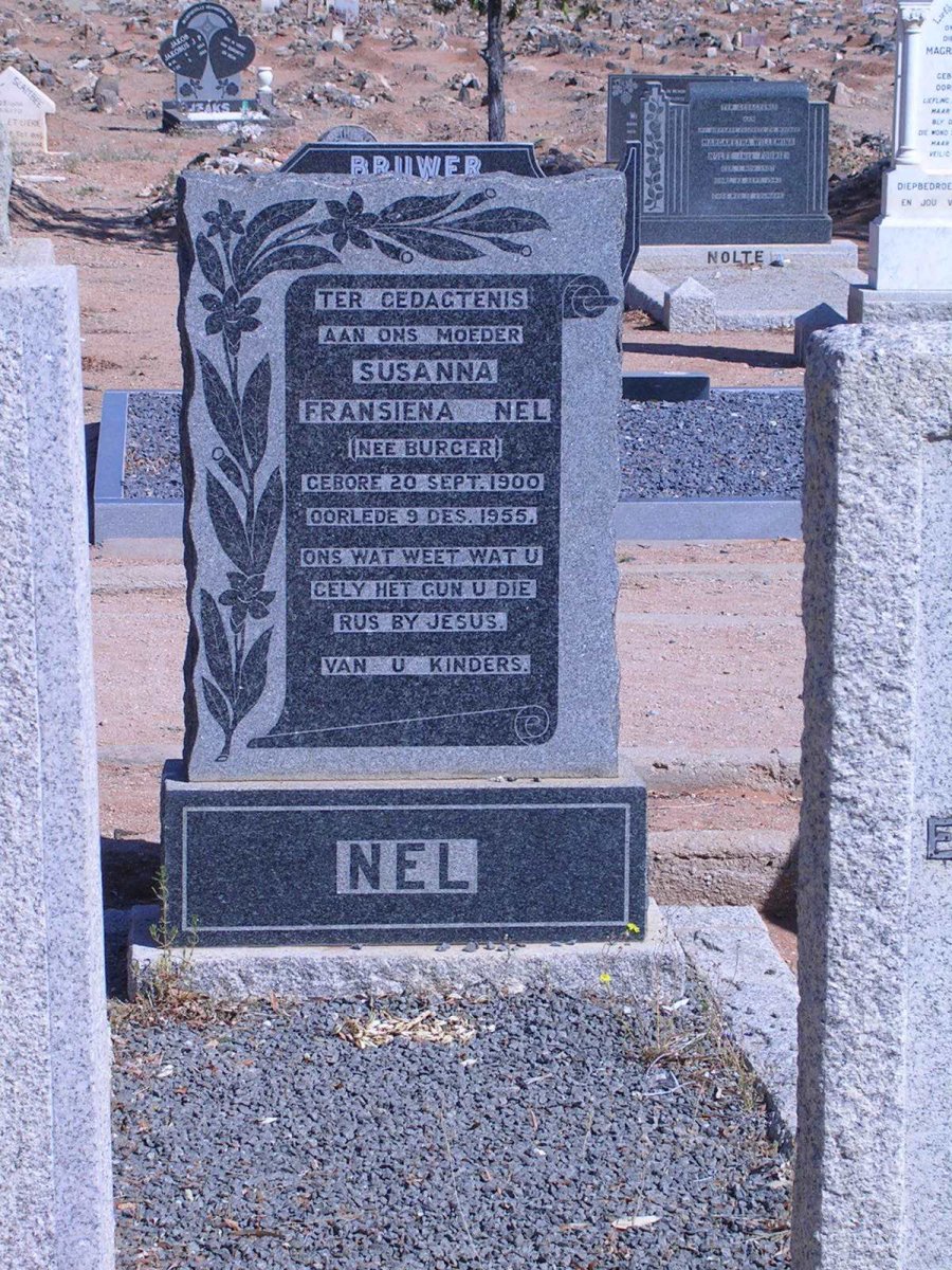 NEL Susanna Fransiena nee BURGER 1900-1955