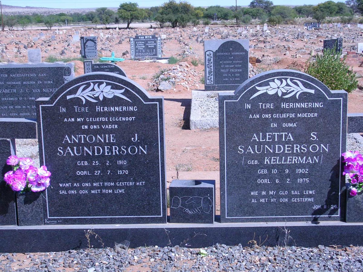 SAUNDERSON Antonie J. 1910-1970 &amp; Aletta S. KELLERMAN 1902-1975