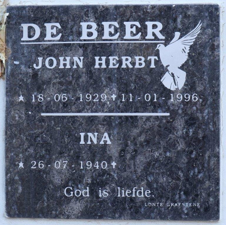BEER John Herbt, de 1929-1996 &amp; Ina 1940-