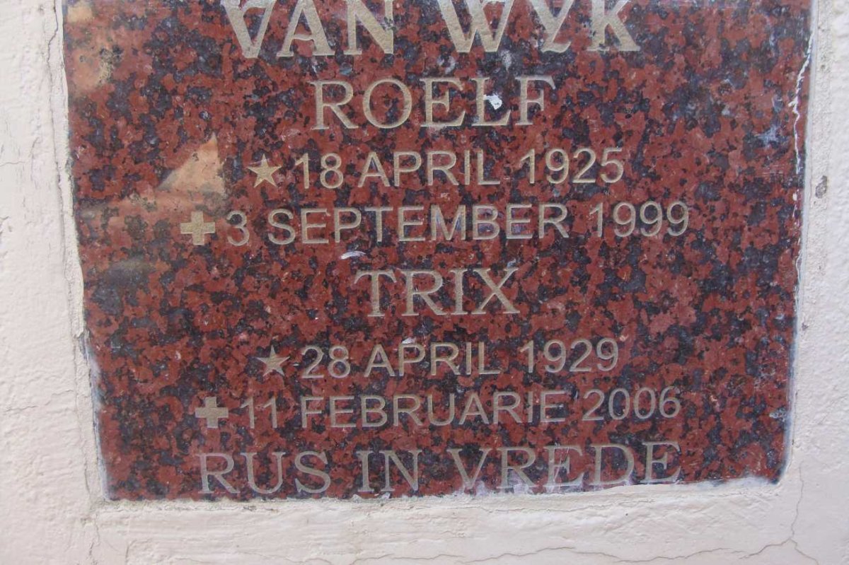 WYK Roelf, van 1925-1999 &amp; Trix 1929-2006