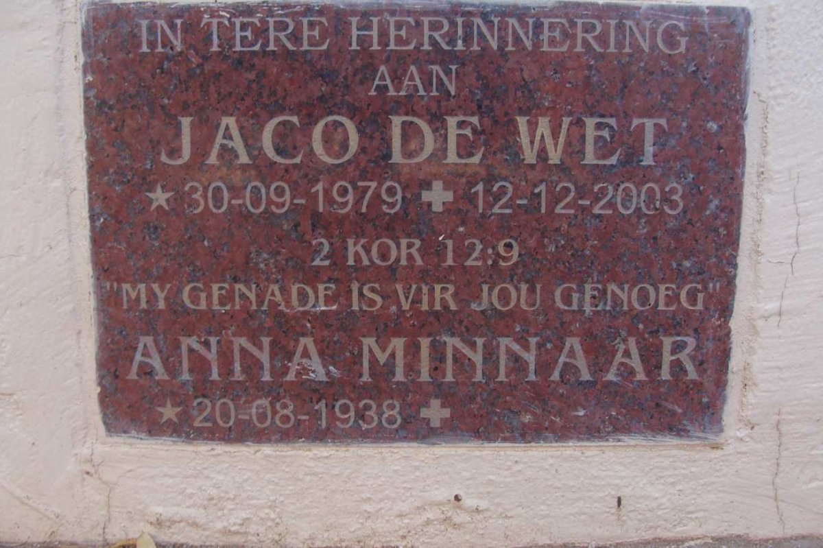 MINNAAR Anna 1938- :: DE WET Jaco 1979-2003