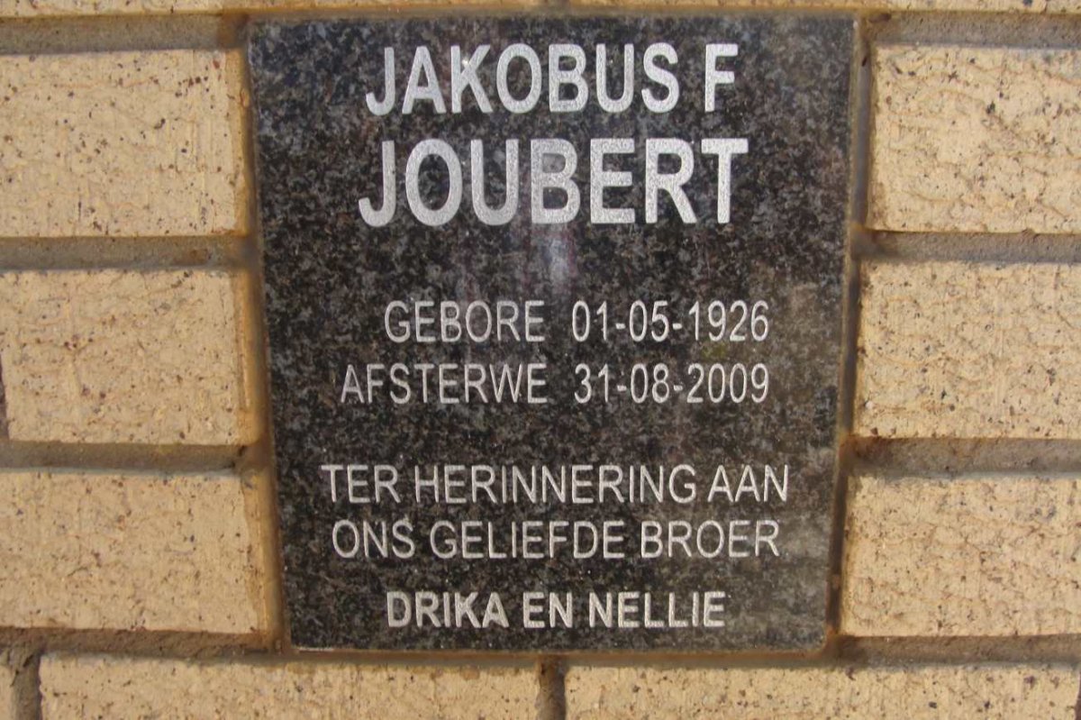 JOUBERT Jakobus F. 1926-2009