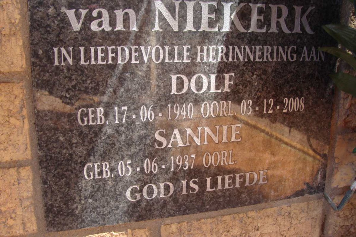 NIEKERK Dolf, van 1940-2008 &amp; Sannie 1937-
