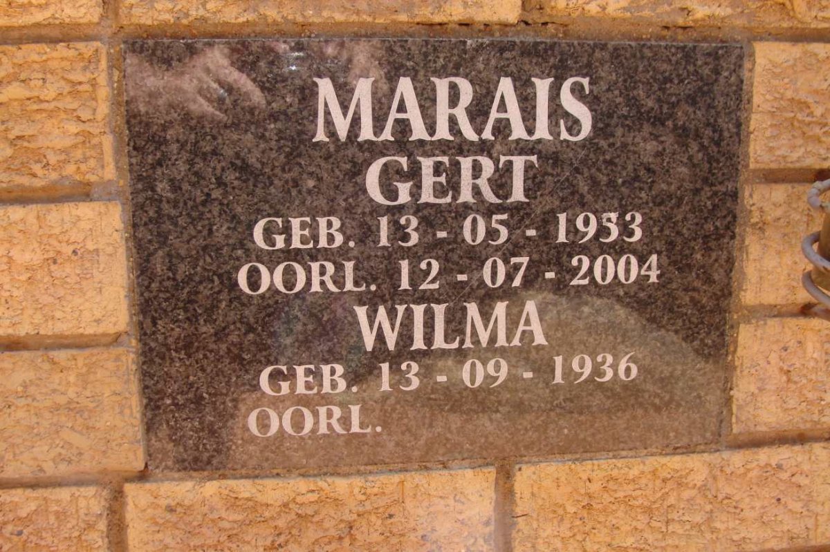 MARAIS Gert 1953-2004 &amp; Wilma 1936-