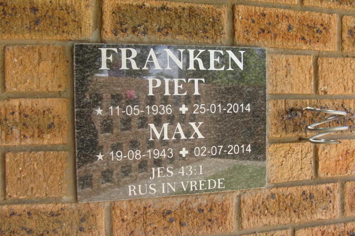 FRANKEN Piet 1936-2014 &amp; Max 1943-2014