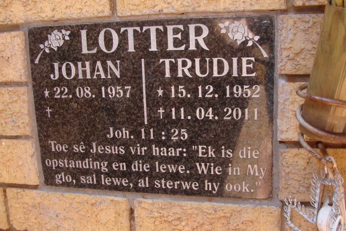 LOTTER Johan 1957- &amp; Trudie 1952-2011