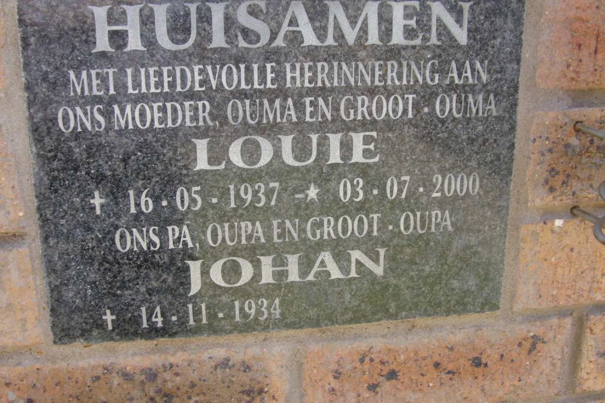 HUISAMEN Johan 1934- &amp; Louie 1937-2000