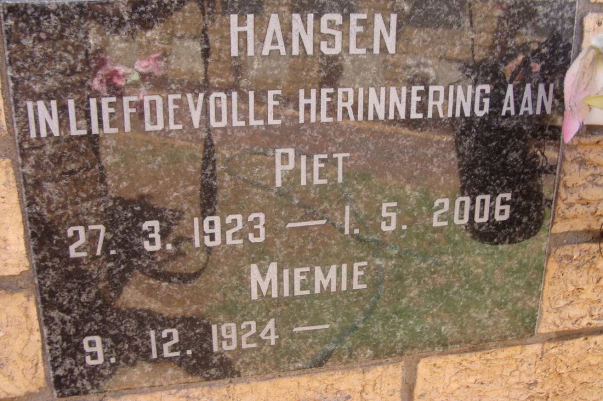 HANSEN Piet 1923-2006 &amp; Miemie 1924-