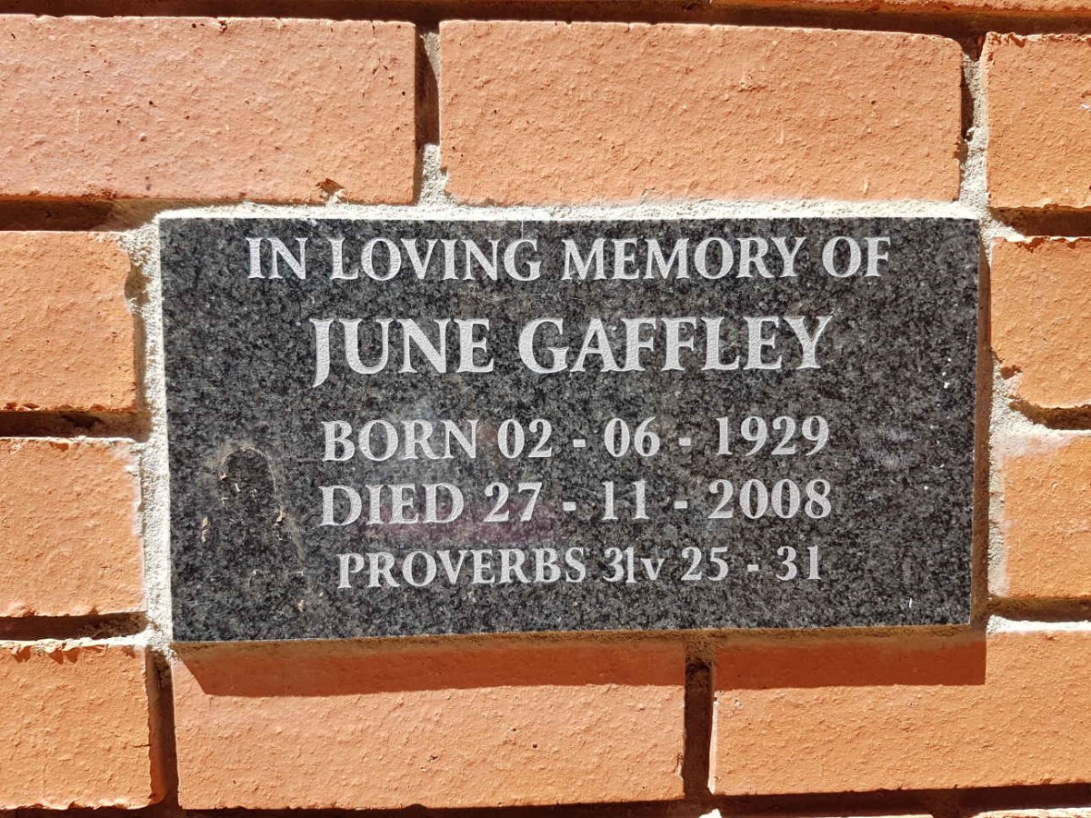 GAFFLEY June 1929-2008