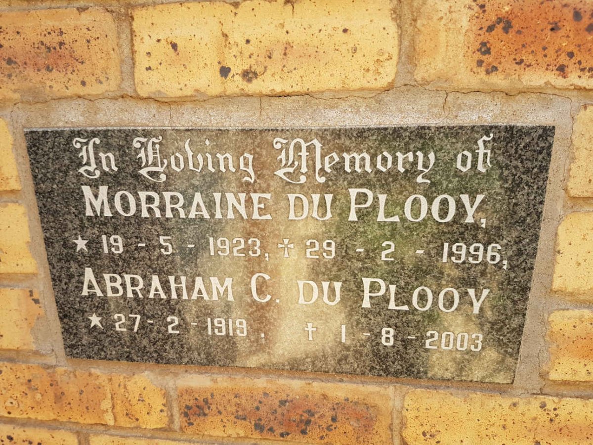 PLOOY Abraham C., du 1919-2003 &amp; Morraine 1923-1996
