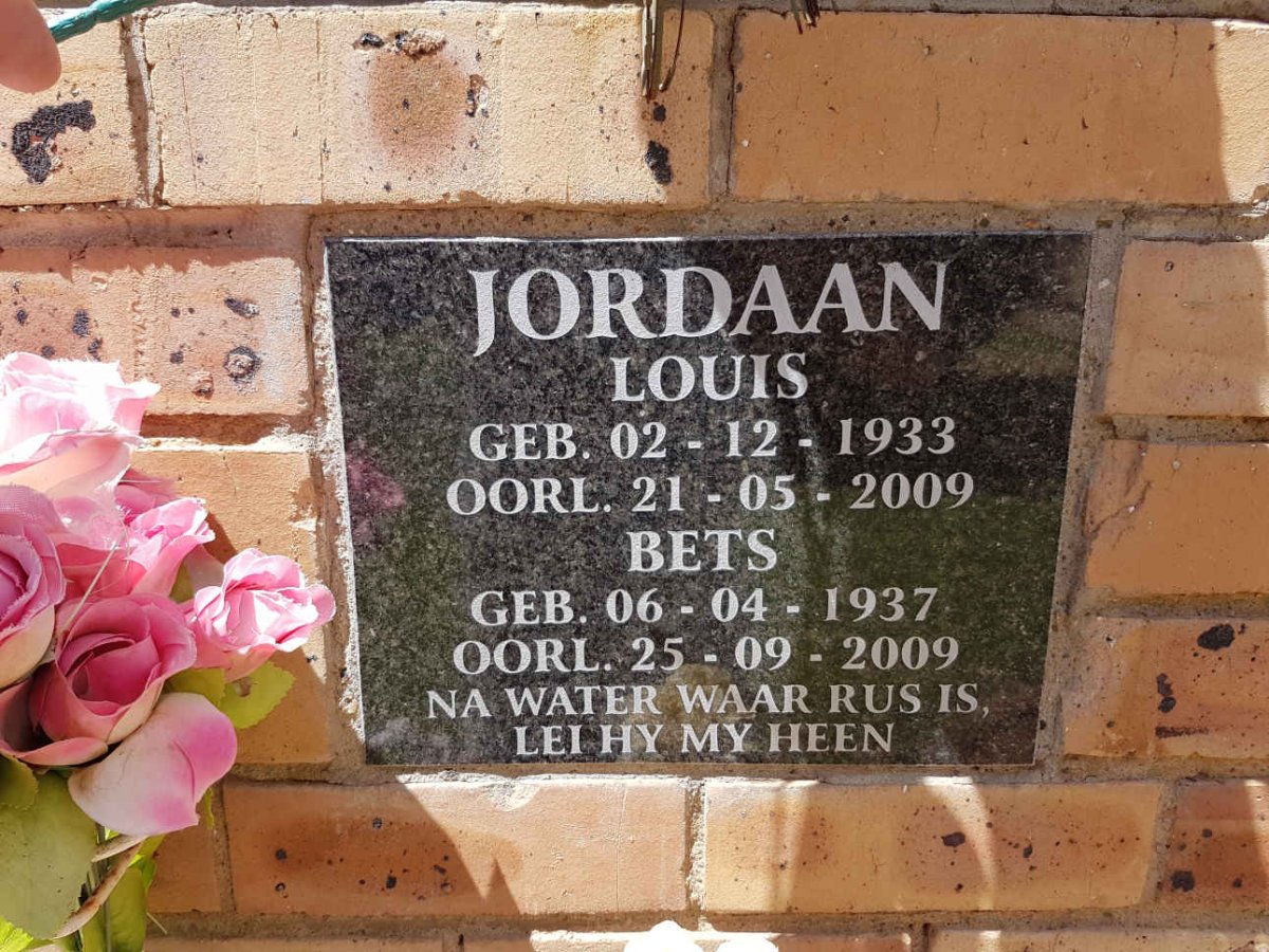 JORDAAN Louis 1933-2009 &amp; Bets 1937-2009