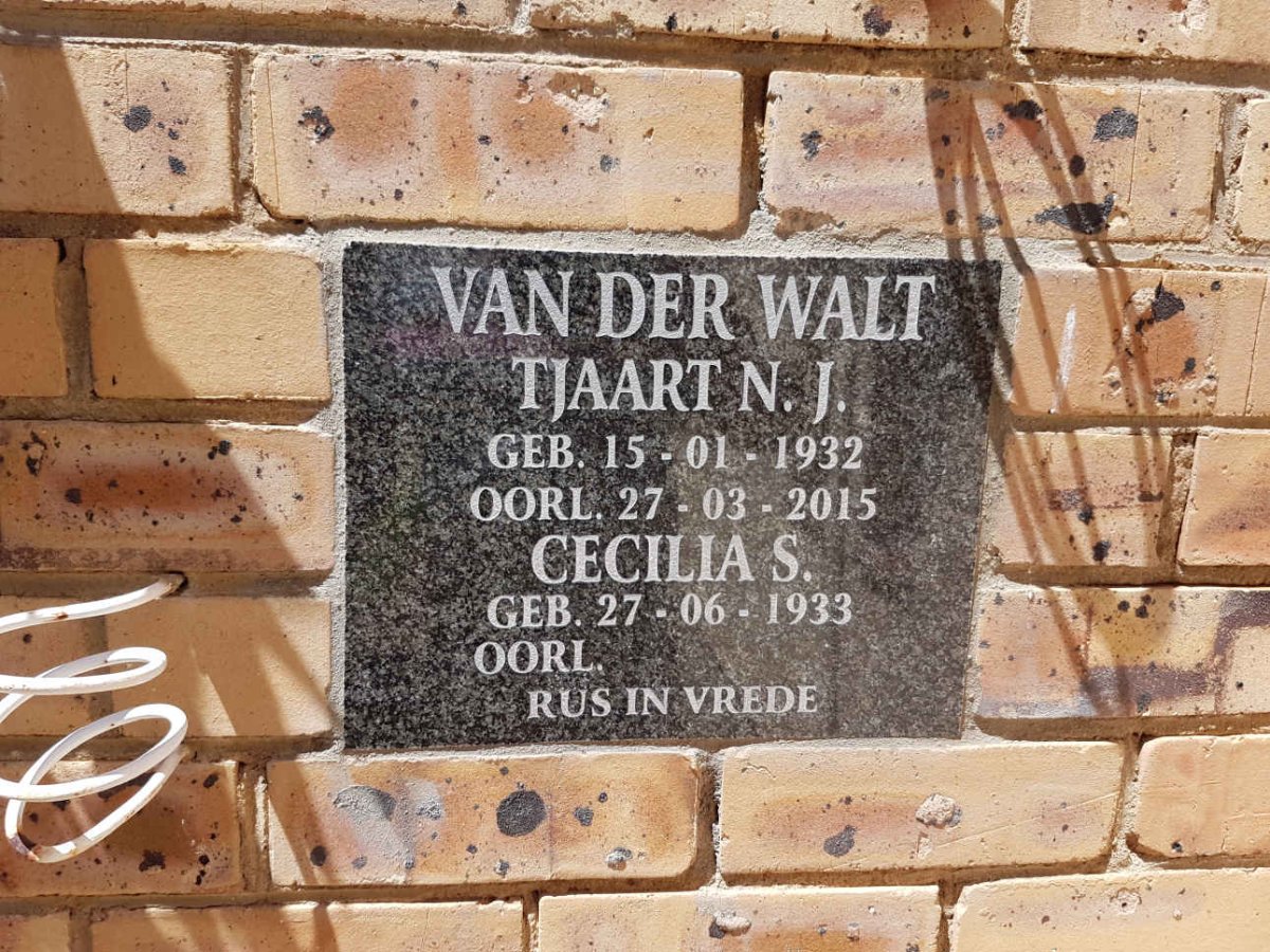 WALT Tjaart N.J., van der 1932-2015 &amp; Cecilia S. 1933-