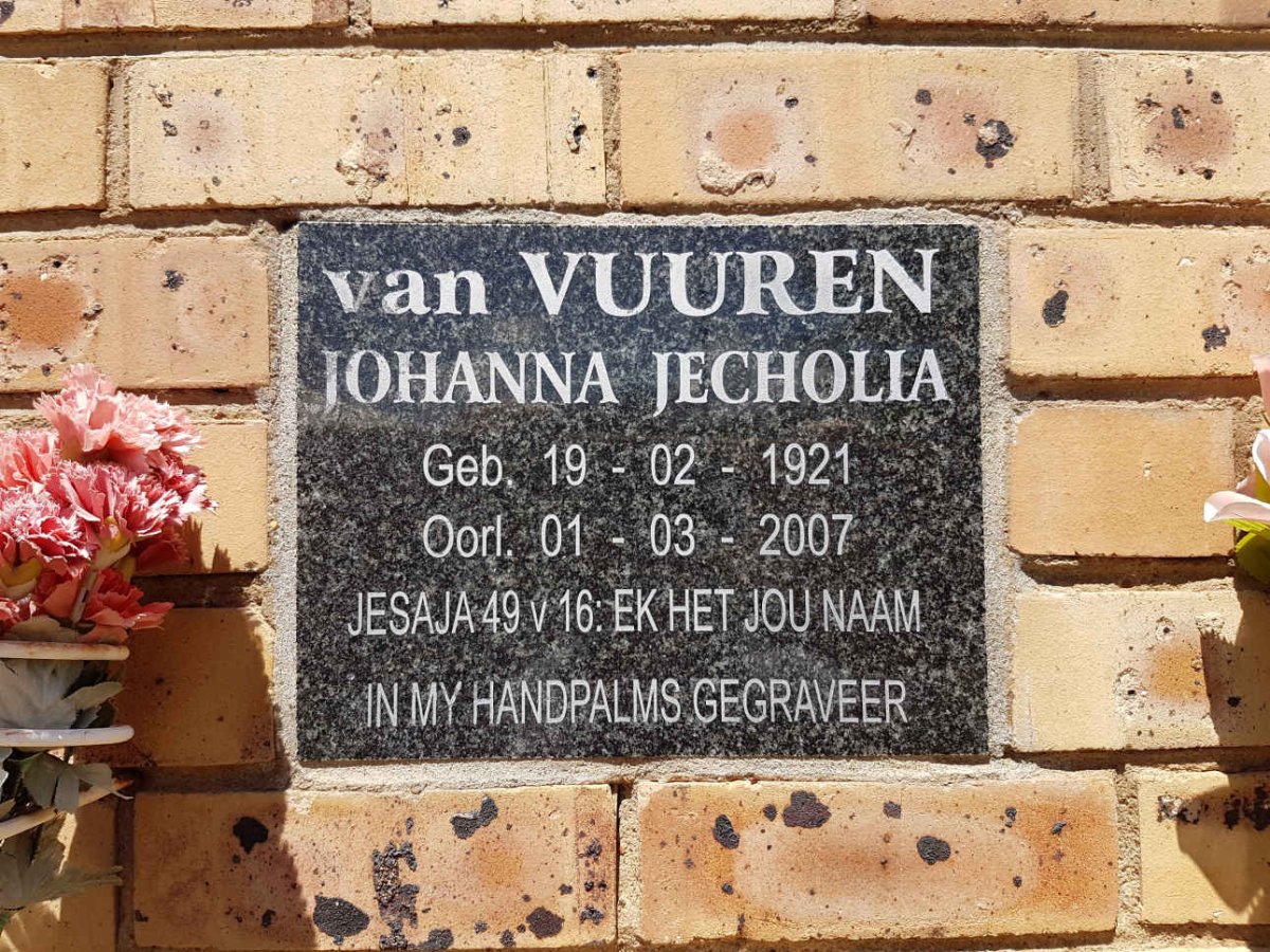 VUUREN Johanna Jecholia, van 1921-2007