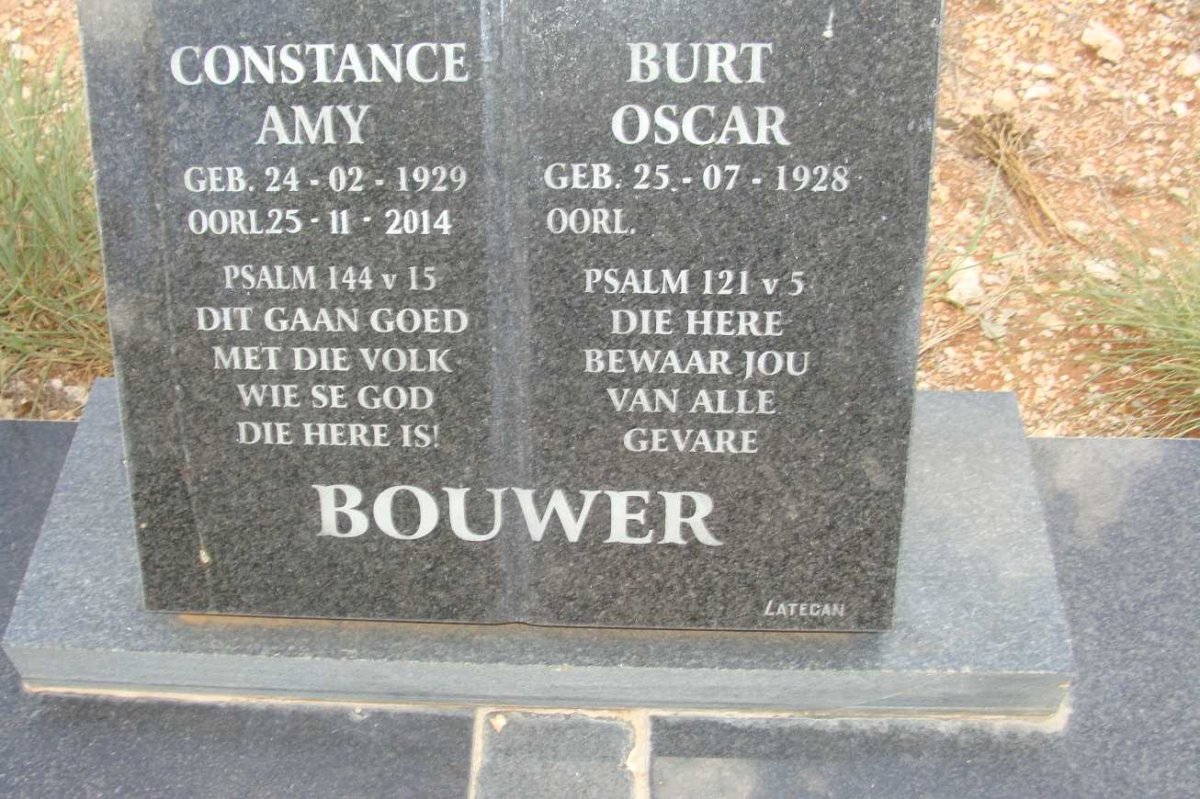 BOUWER Burt Oscar 1928- &amp; Constance Amy 1929-2014