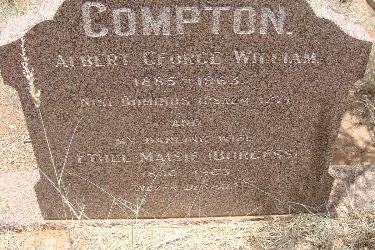 COMPTON Albert George William 1885-1963 &amp; Ethel Maisie BURGESS 1890-1963