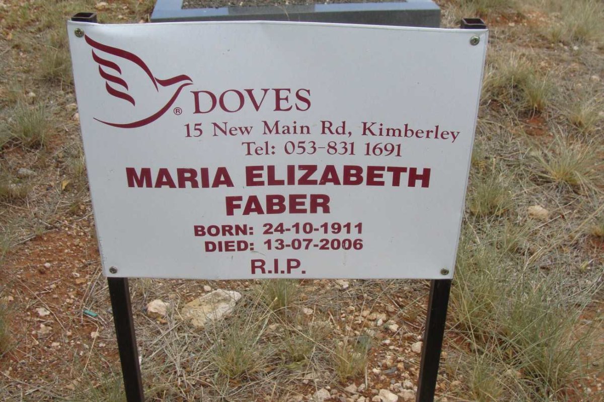 FABER Maria Elizabeth 1911-2006