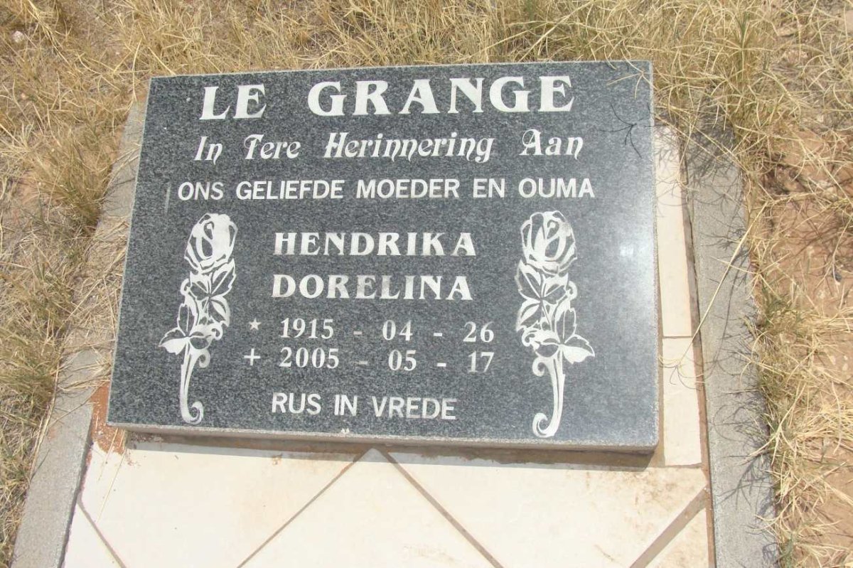 GRANGE Hendrika Dorelina, le 1915-2005