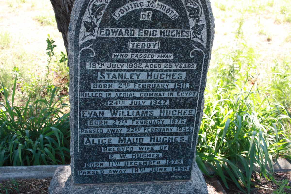 HUGHES Edward Eric -1932 :: HUGHES Stanley 1911-1942 :: HUGHES Evan Williams 1875-1954 &amp; Alice Maud 1878-1956