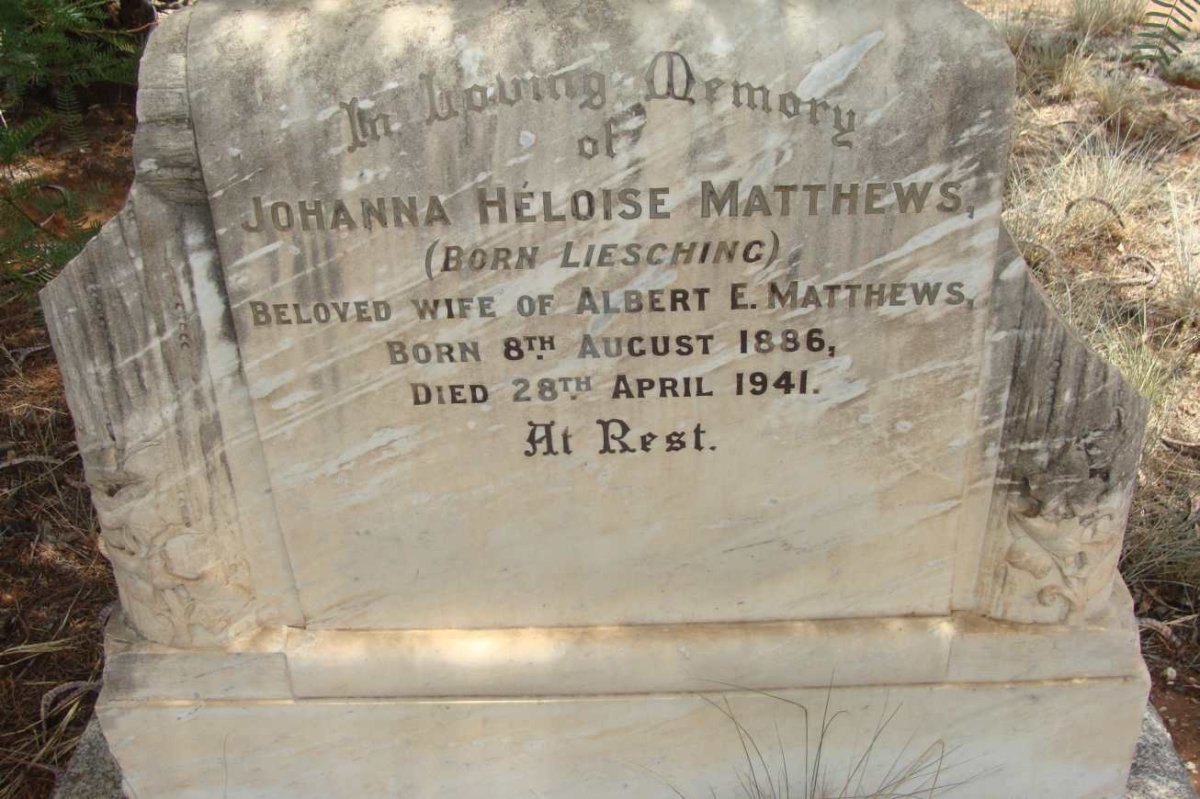 MATTHEWS Johanna Héloise nee LIESCHING 1886-1941