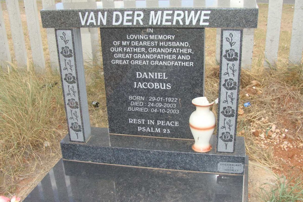 MERWE Daniel Jacobus, van der 1922-2003